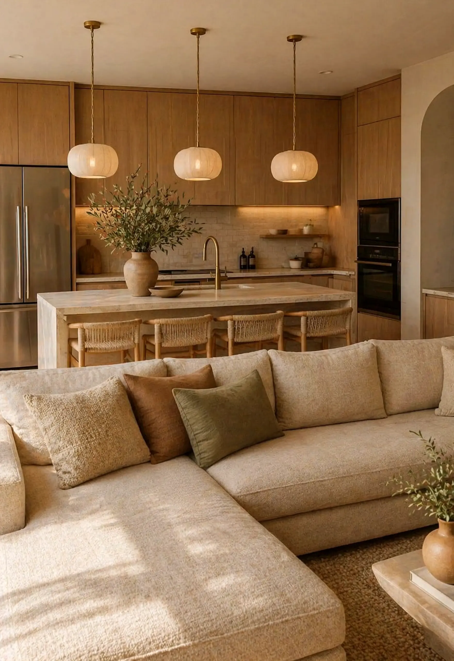 Earthy vase display gives the wall more ease, so the whole view feels comfortable in daily use.