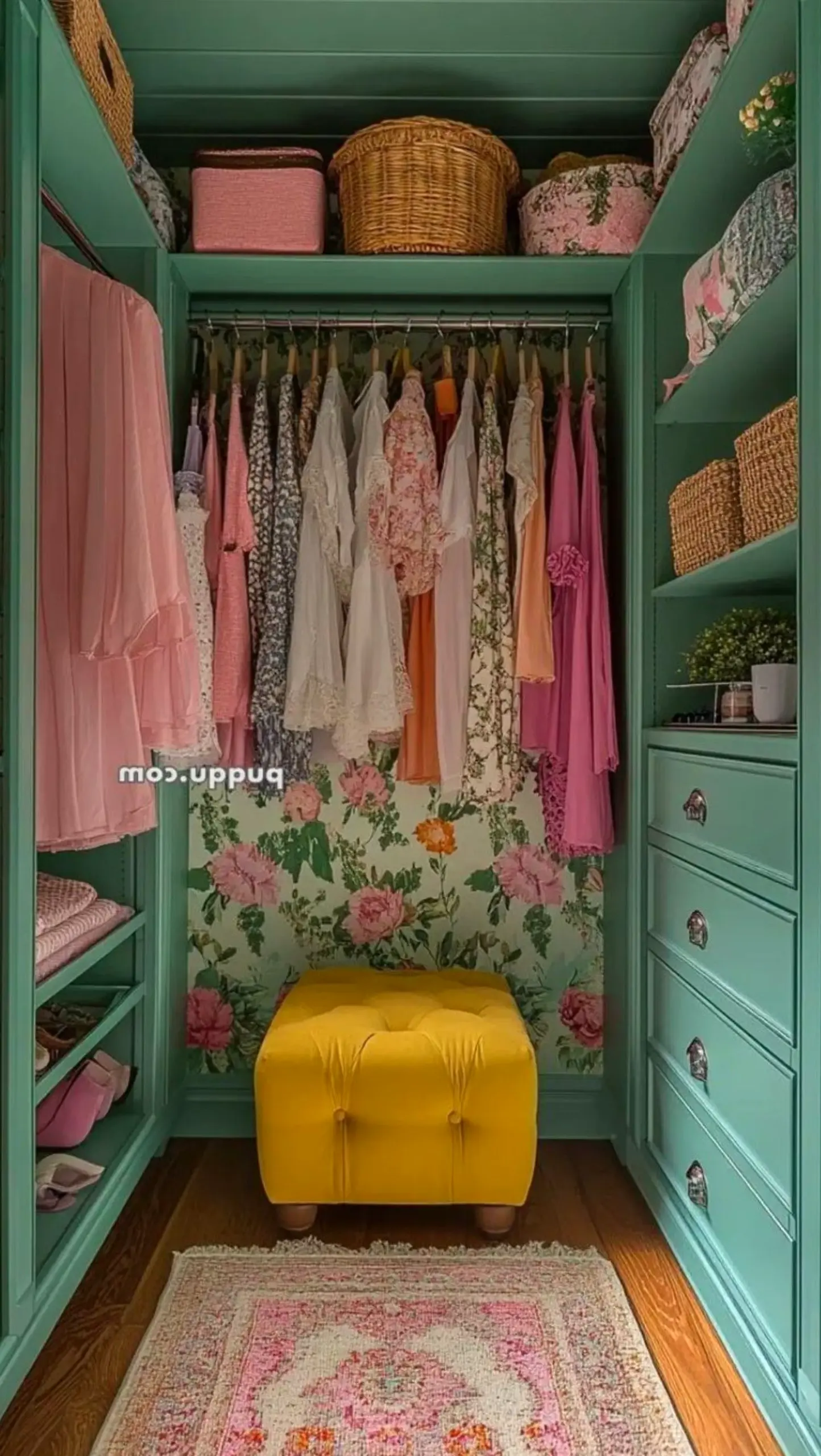 Sunny window seat introduces ease into the corner, keeping the atmosphere bright but not busy.