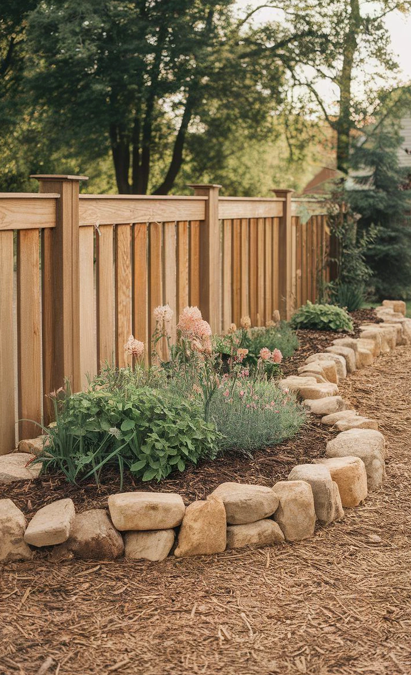 Colorful stone terrace brings character to the sitting area, creating a mood that feels comfortable in daily use.