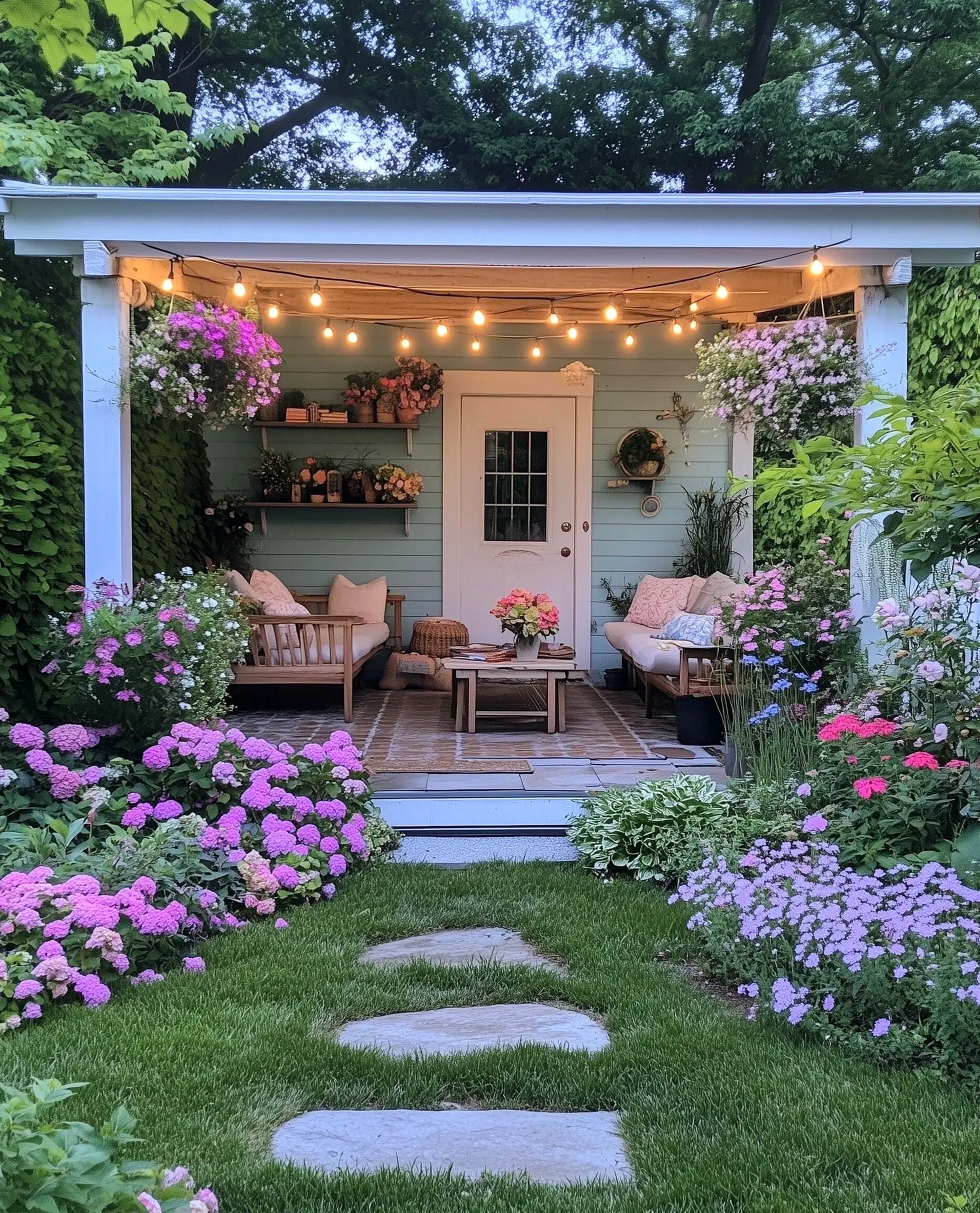 Leafy greenhouse corner brings warmth to the room, creating a mood that feels quietly finished.