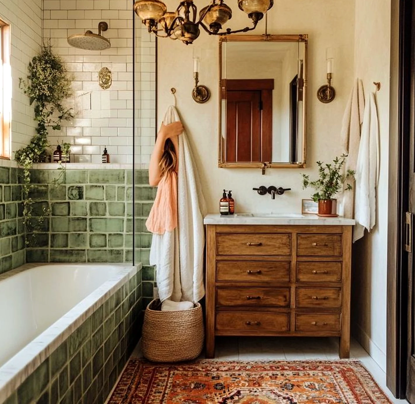 Airy stair landing draws attention to movement while the entry stays quietly finished.