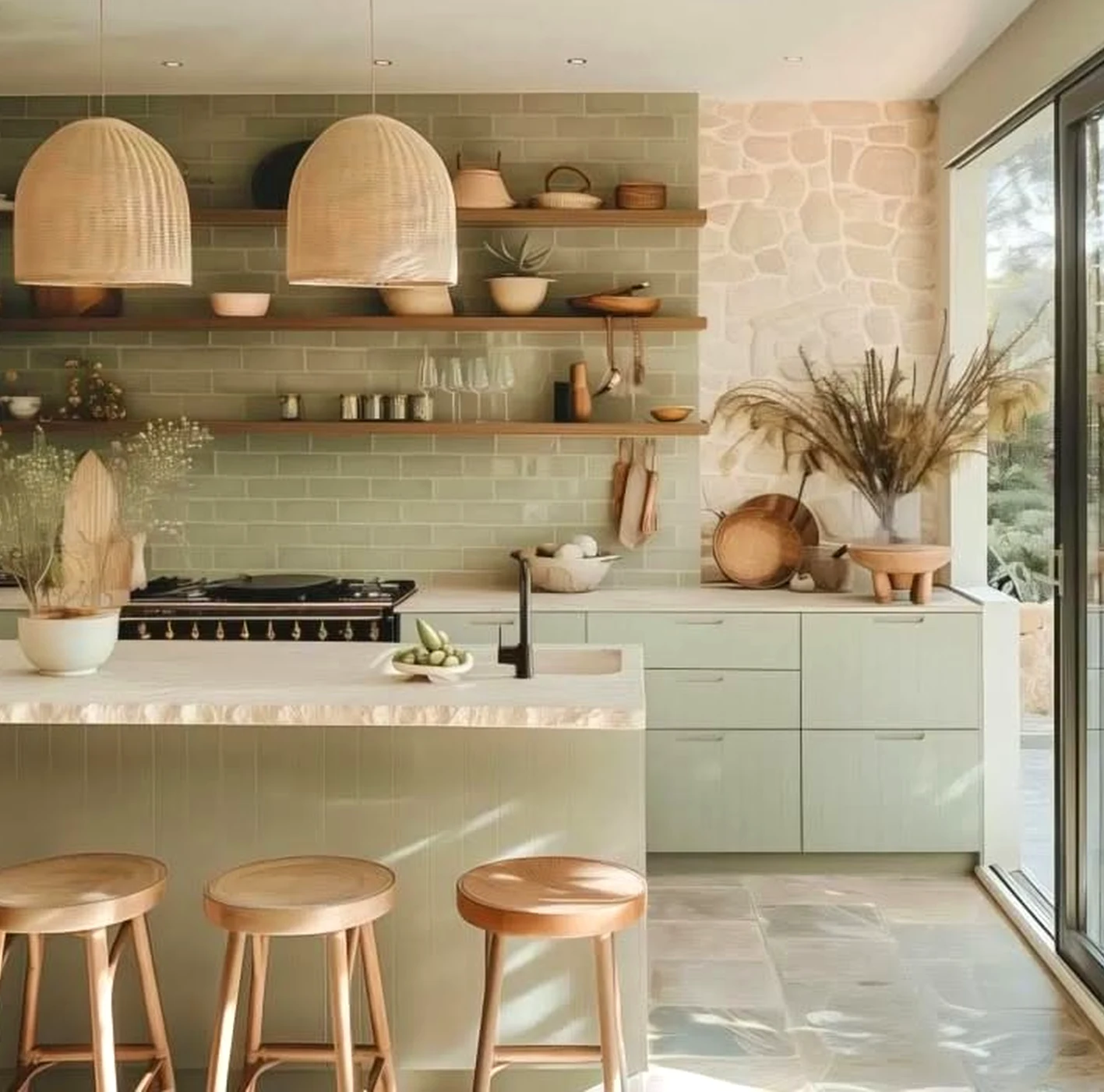 Graceful shower wall frames the arrangement with ease, making the scene feel personal and relaxed.