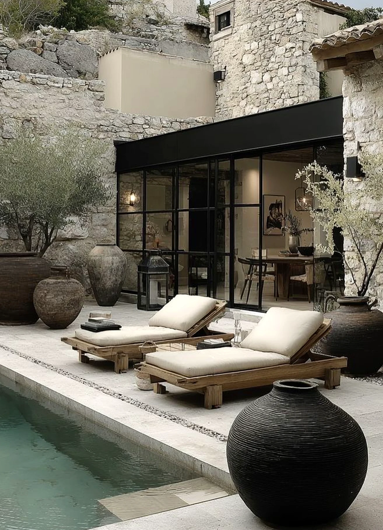 Airy balcony scene draws attention to softness while the garden edge stays personal and relaxed.