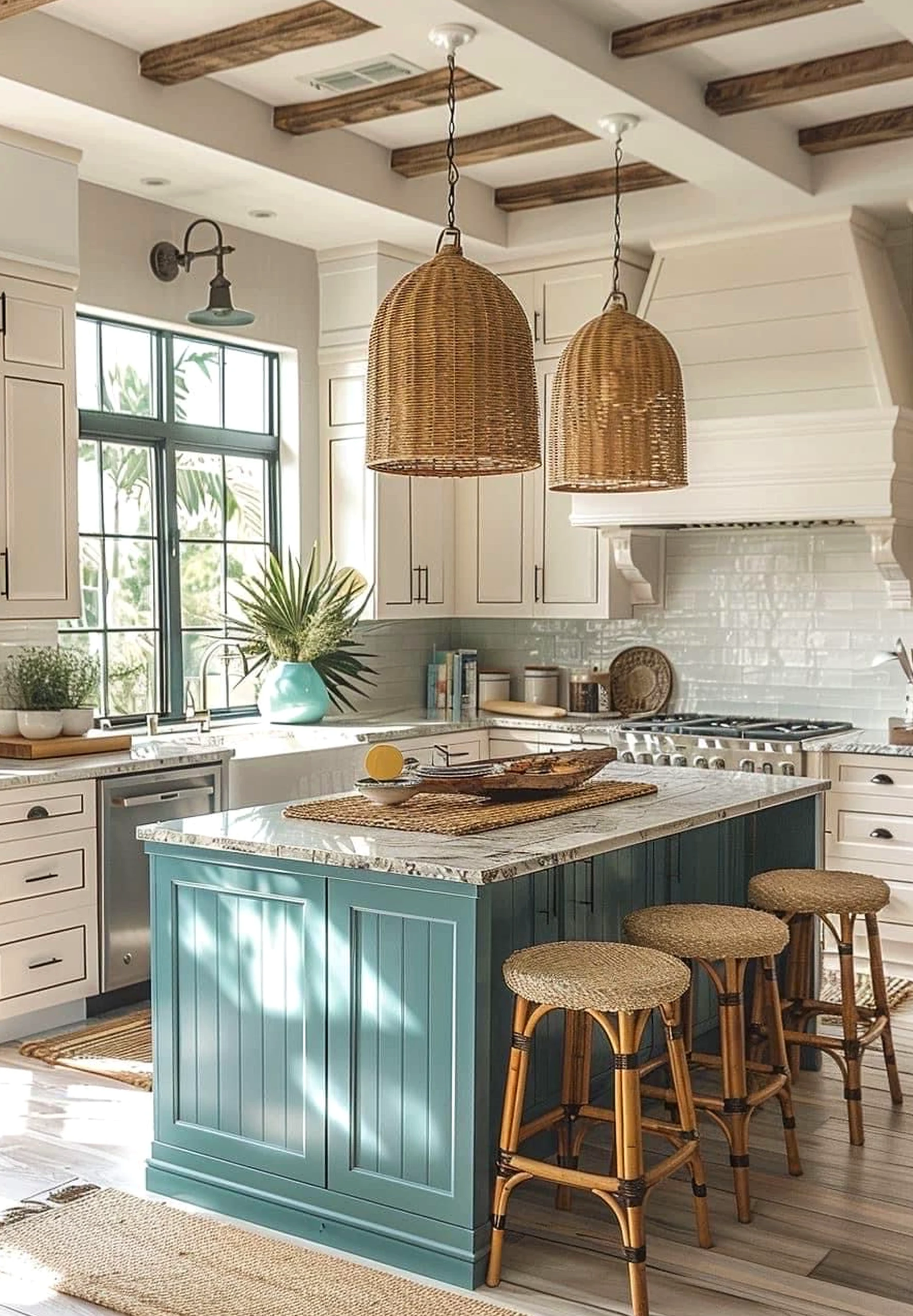 Colorful soft sofa anchors the setting with charm, giving the view a mood that feels quietly finished.