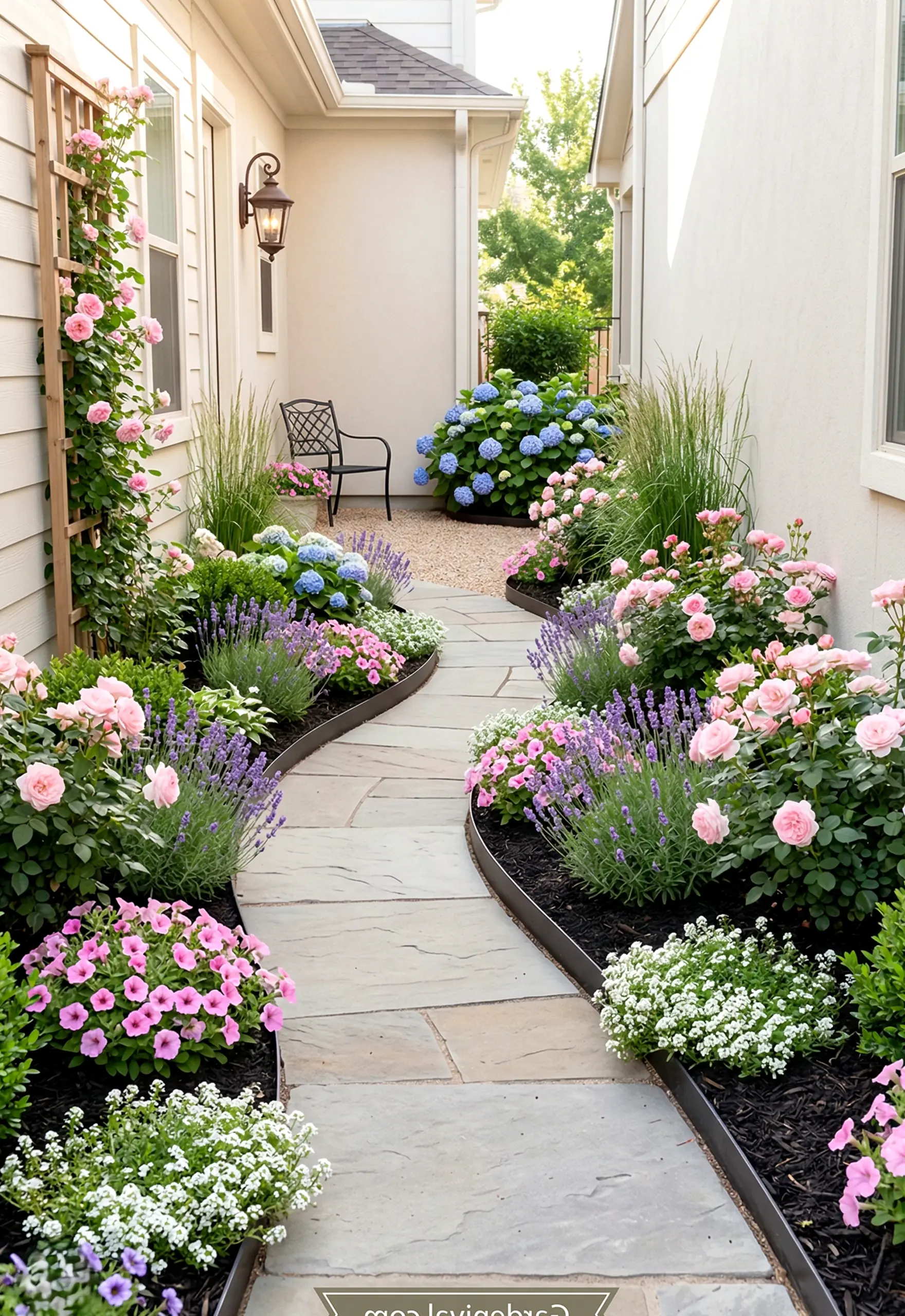 Polished compact workspace adds shape across the garden edge, giving the decor a finish that feels ready for quiet use.