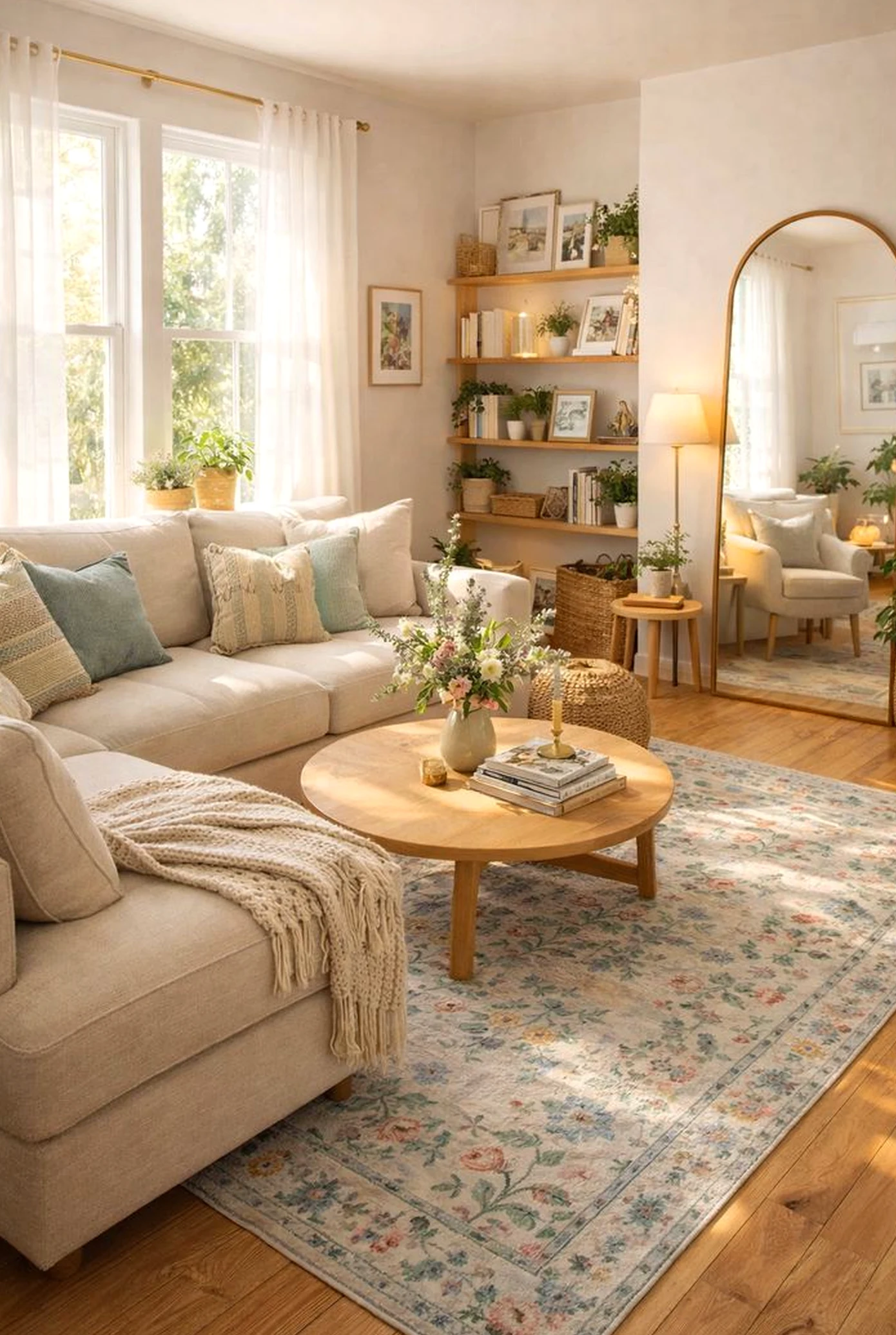 Cozy floral bed adds a clear layer of depth, helping the table feel personal and relaxed.