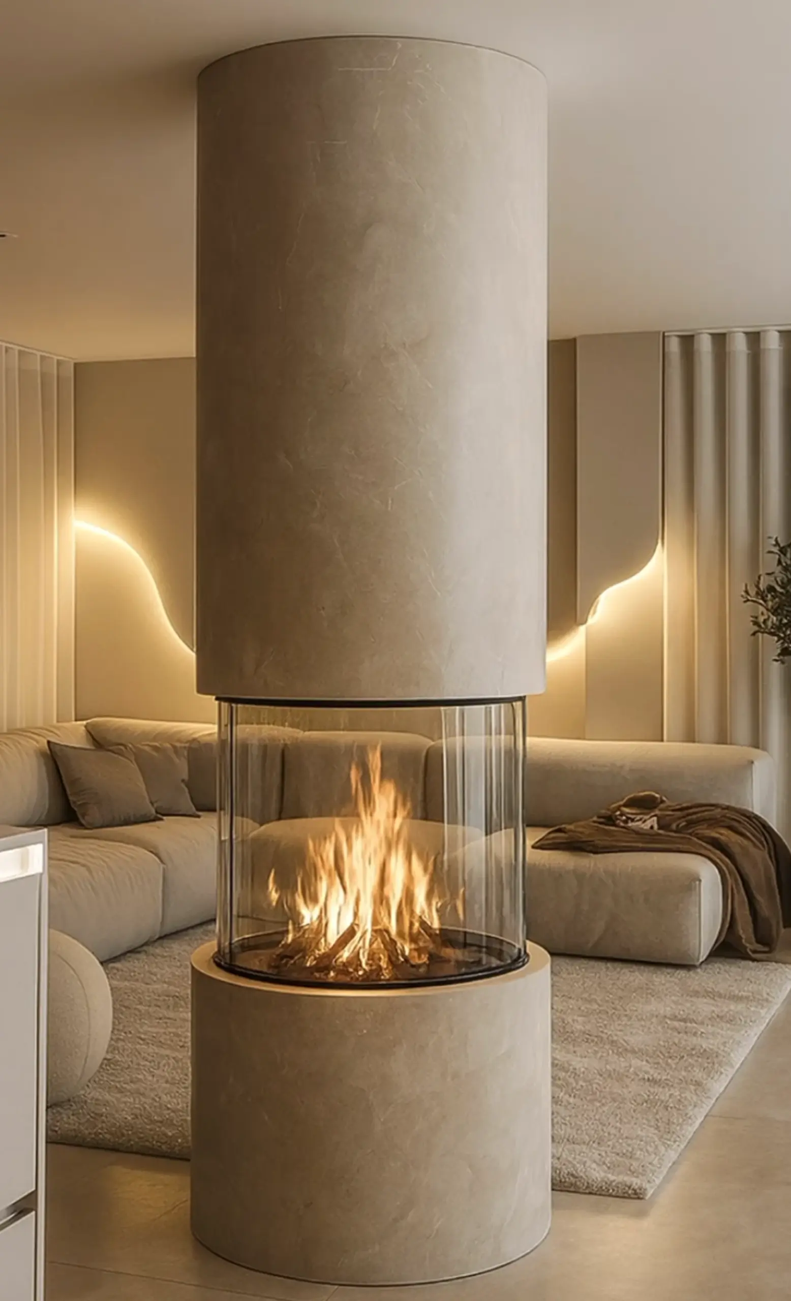 Refined fireplace area introduces charm into the arrangement, keeping the atmosphere quietly finished.