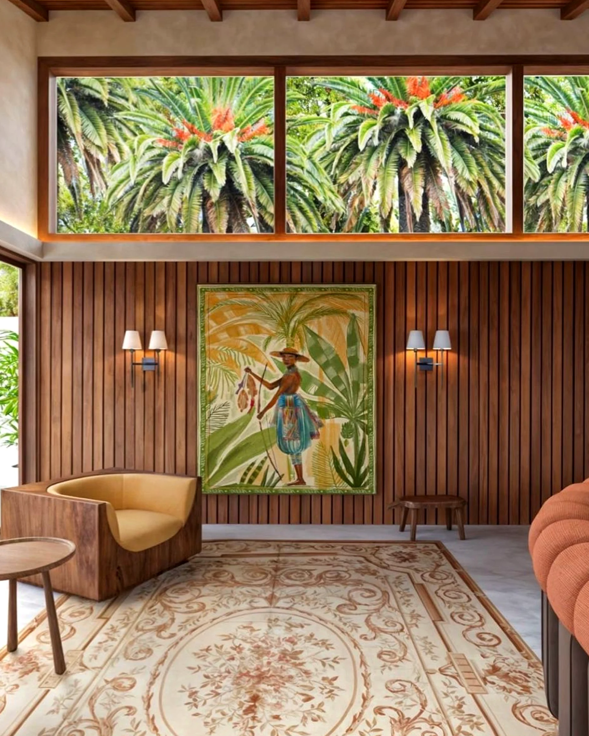 Luminous painted door supports the corner through charm, leaving the space feeling comfortable in daily use.