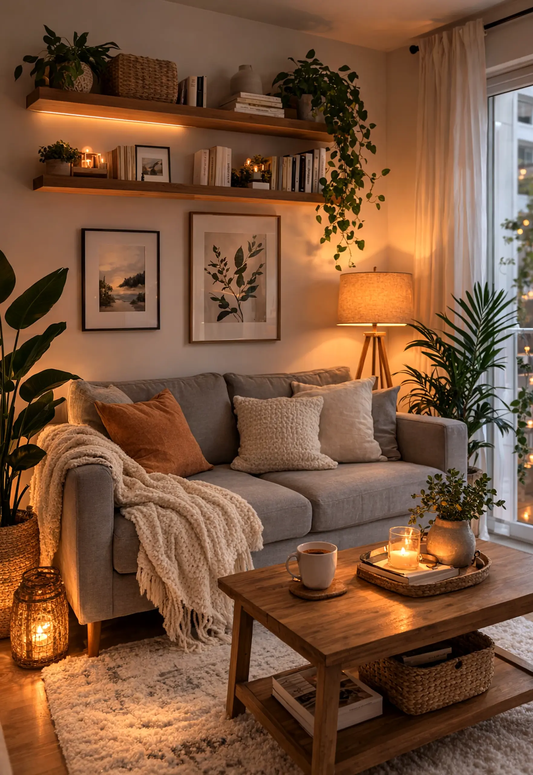 Subtle lamp detail brings a useful note of charm, making the backdrop feel simple yet expressive.