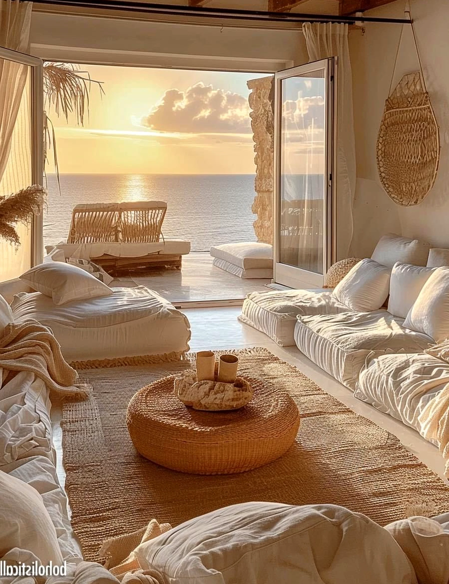 Relaxed entry console draws attention to light while the view stays settled and welcoming.