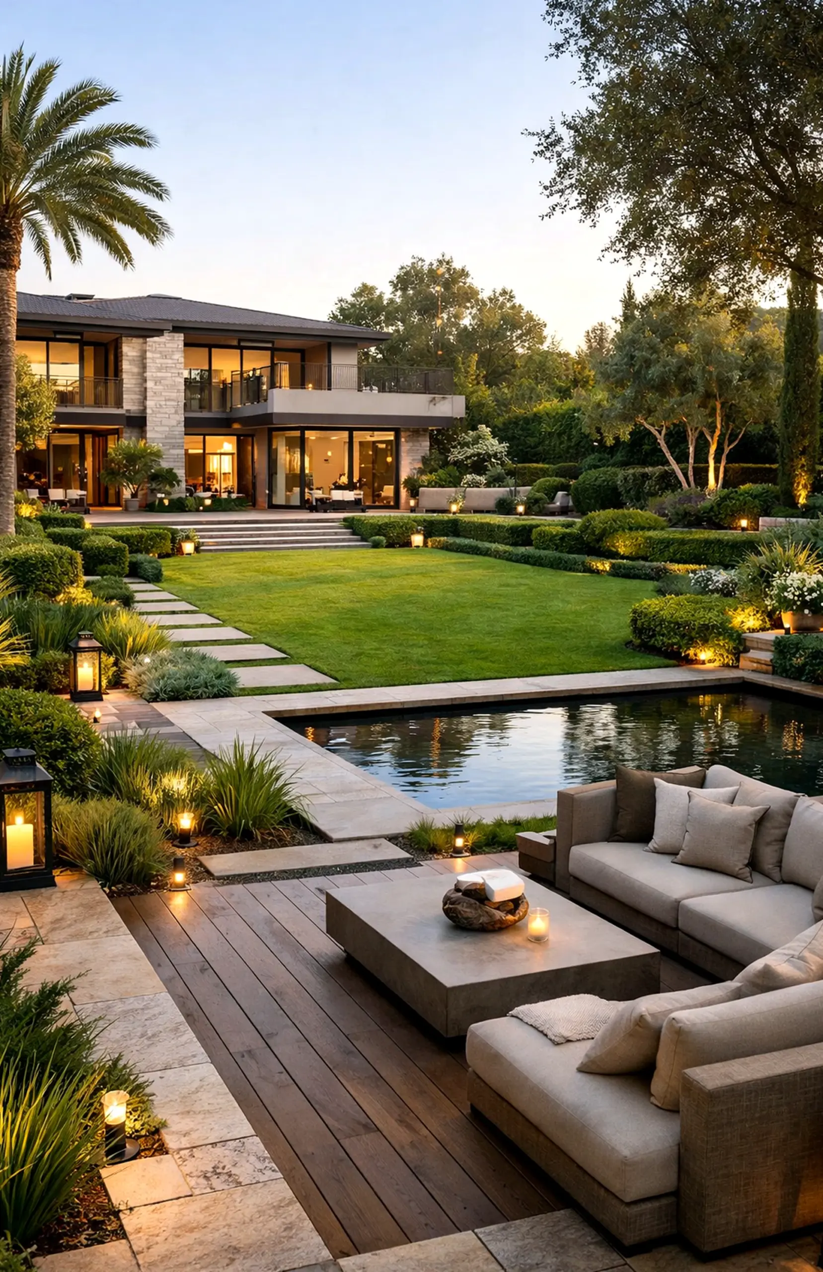 Balanced reading corner introduces ease into the garden edge, keeping the atmosphere simple yet expressive.