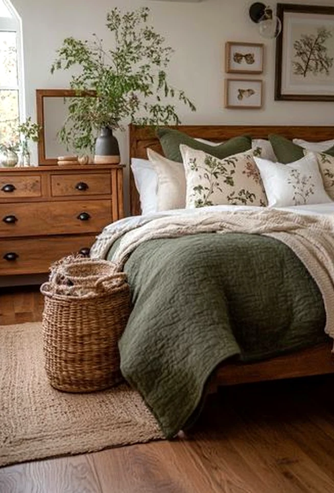 Airy wood shelving draws attention to balance while the entry stays visually grounded.