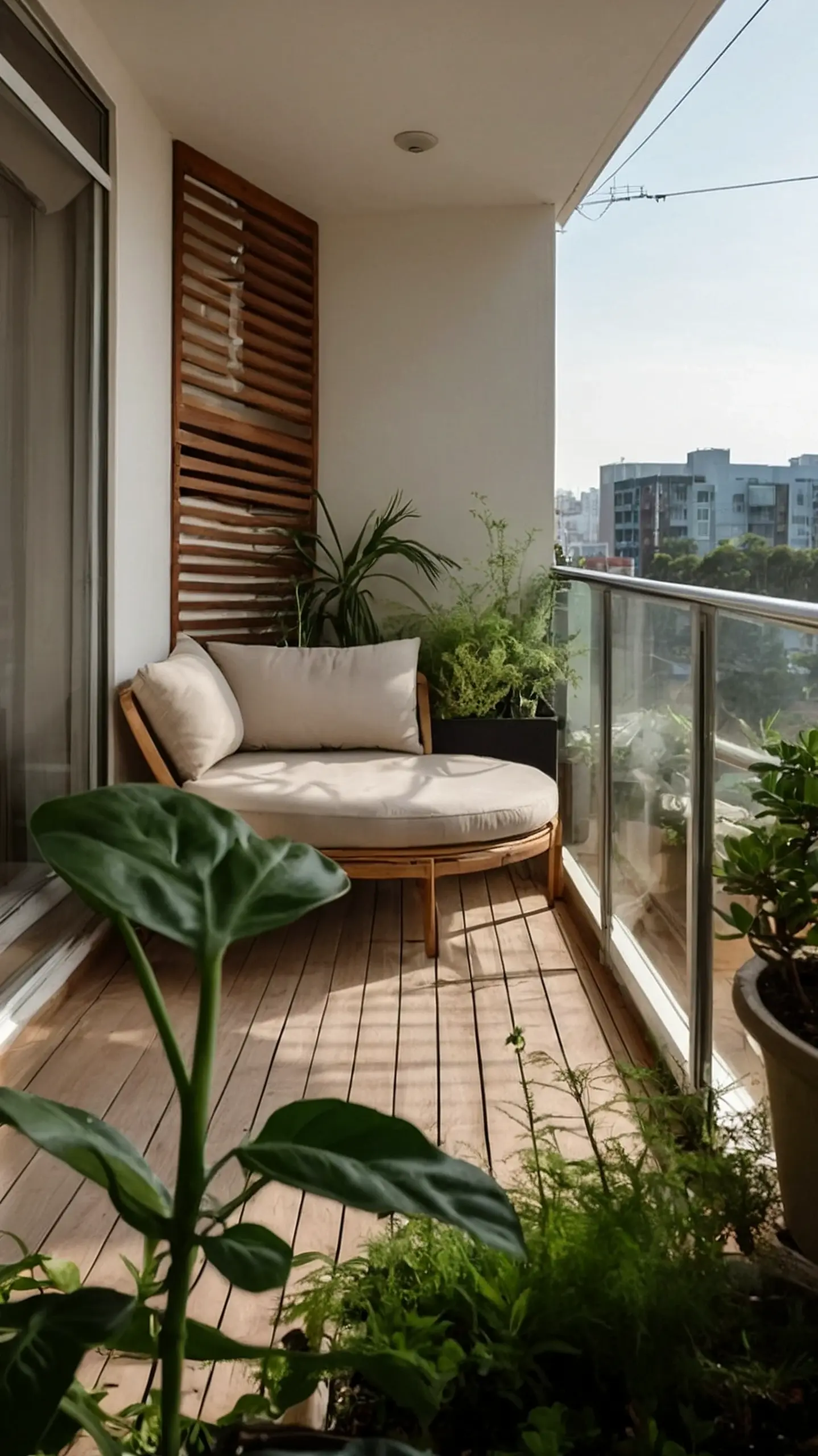Tactile lamp detail anchors the entry with movement, giving the view a mood that feels fresh and intentional.