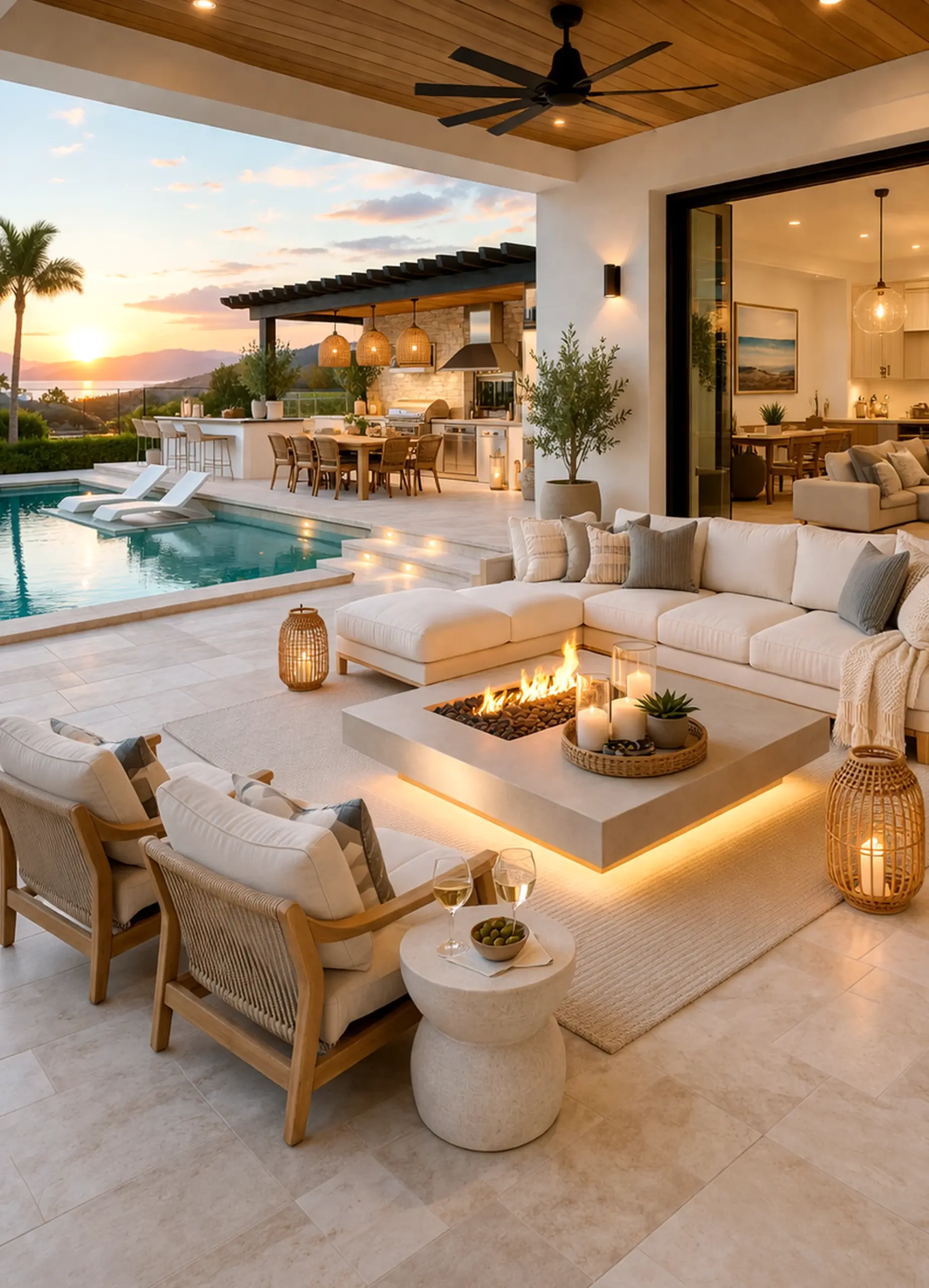 Relaxed patio corner supports the entry through charm, leaving the space feeling warm without clutter.
