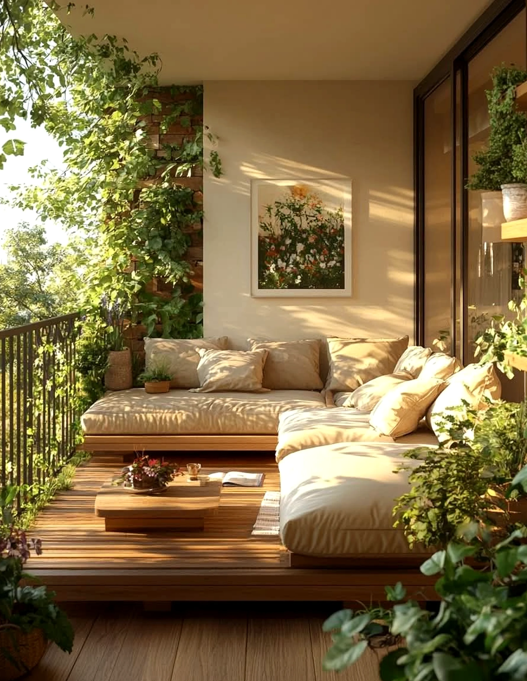 Inviting storage corner brings warmth to the room, creating a mood that feels quietly finished.