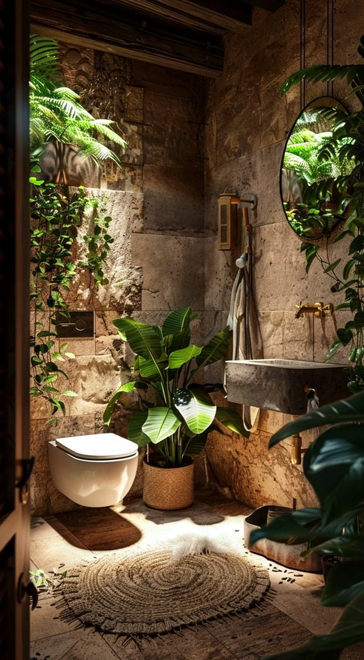 Refined stone terrace introduces warmth into the setting, keeping the atmosphere simple yet expressive.