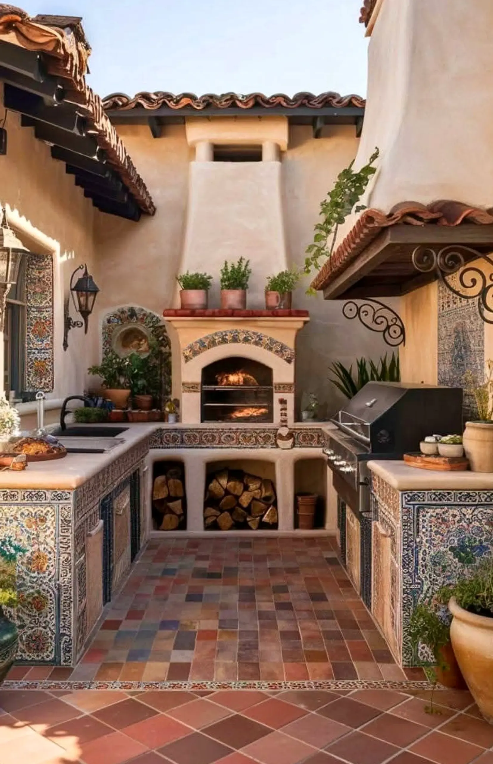Balanced stone terrace gives the room more softness, so the whole view feels ready for quiet use.