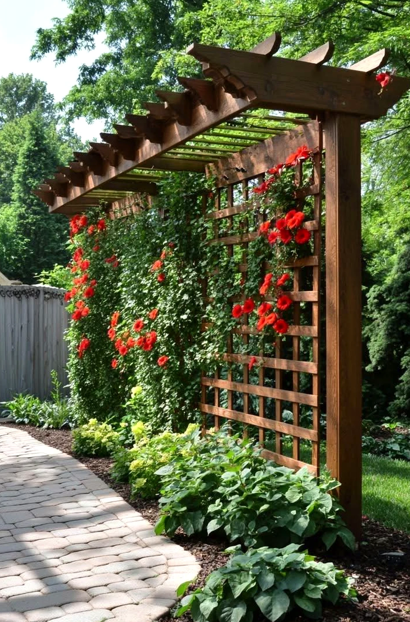 Warm wooden deck brings a useful note of contrast, making the entry feel personal and relaxed.