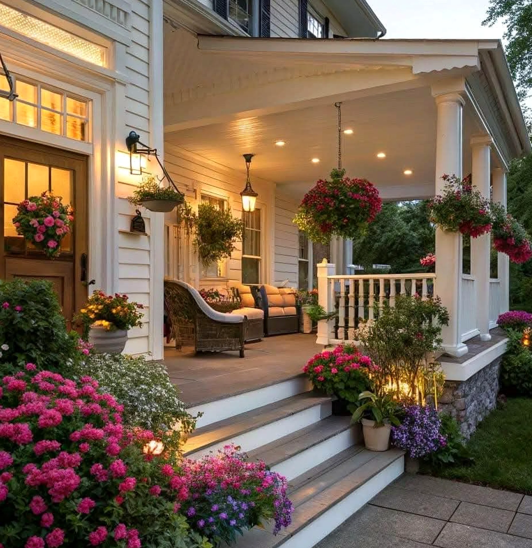 Relaxed linen bedding introduces movement into the outdoor space, keeping the atmosphere clear and inviting.