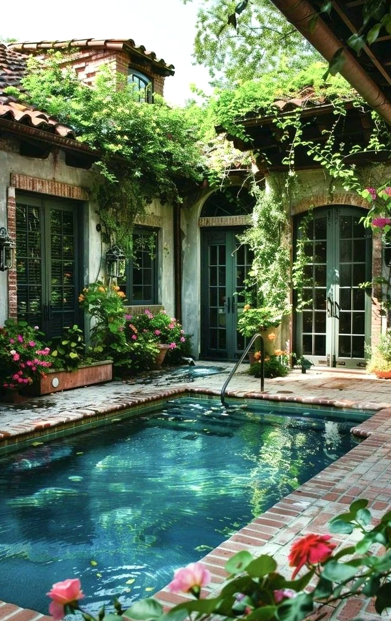 Layered garden seating gives the design more order, so the whole view feels personal and relaxed.