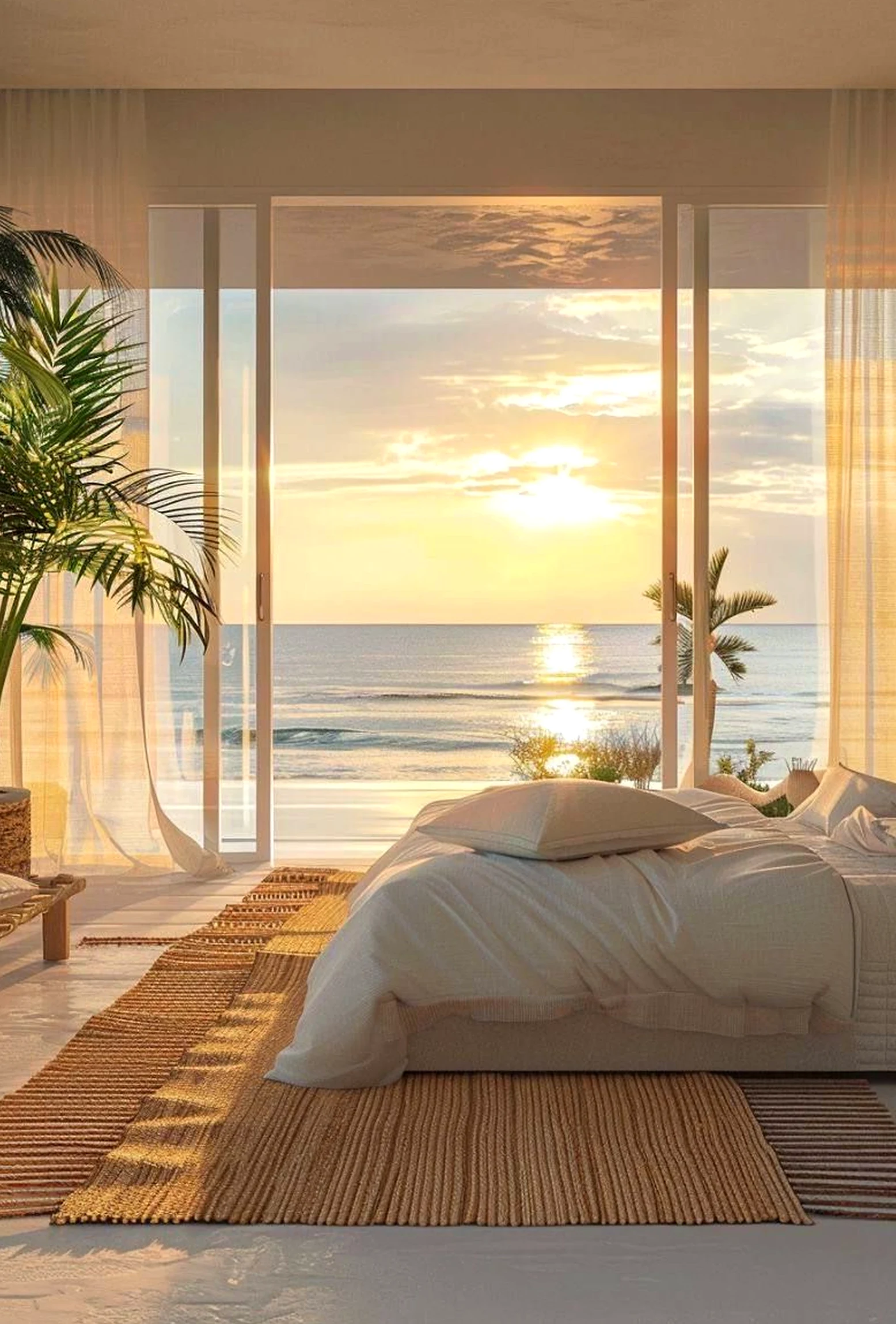 Elegant floral bed supports the corner through movement, leaving the space feeling bright but not busy.