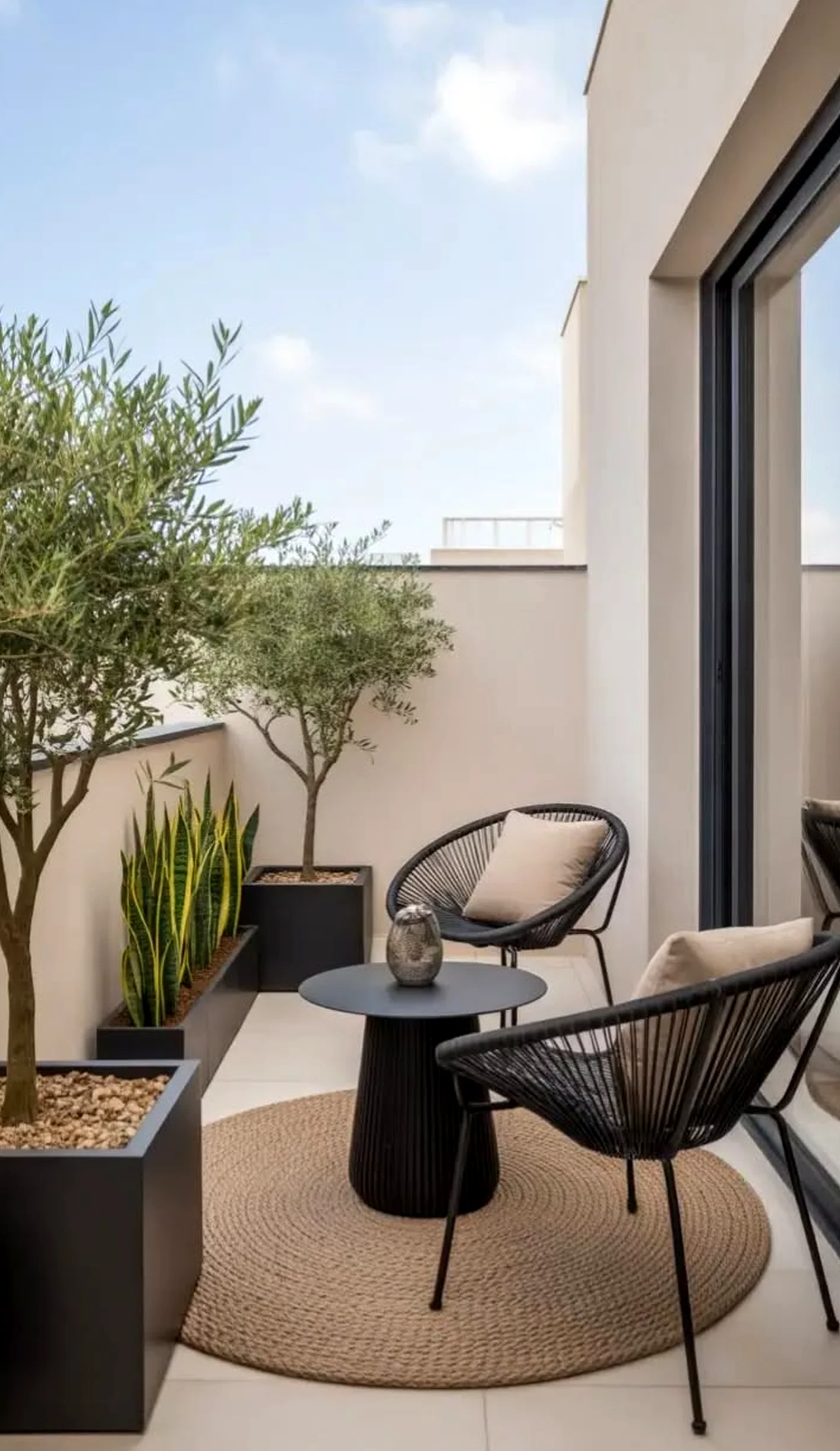Graceful floor pattern frames the table with warmth, making the scene feel pleasantly composed.
