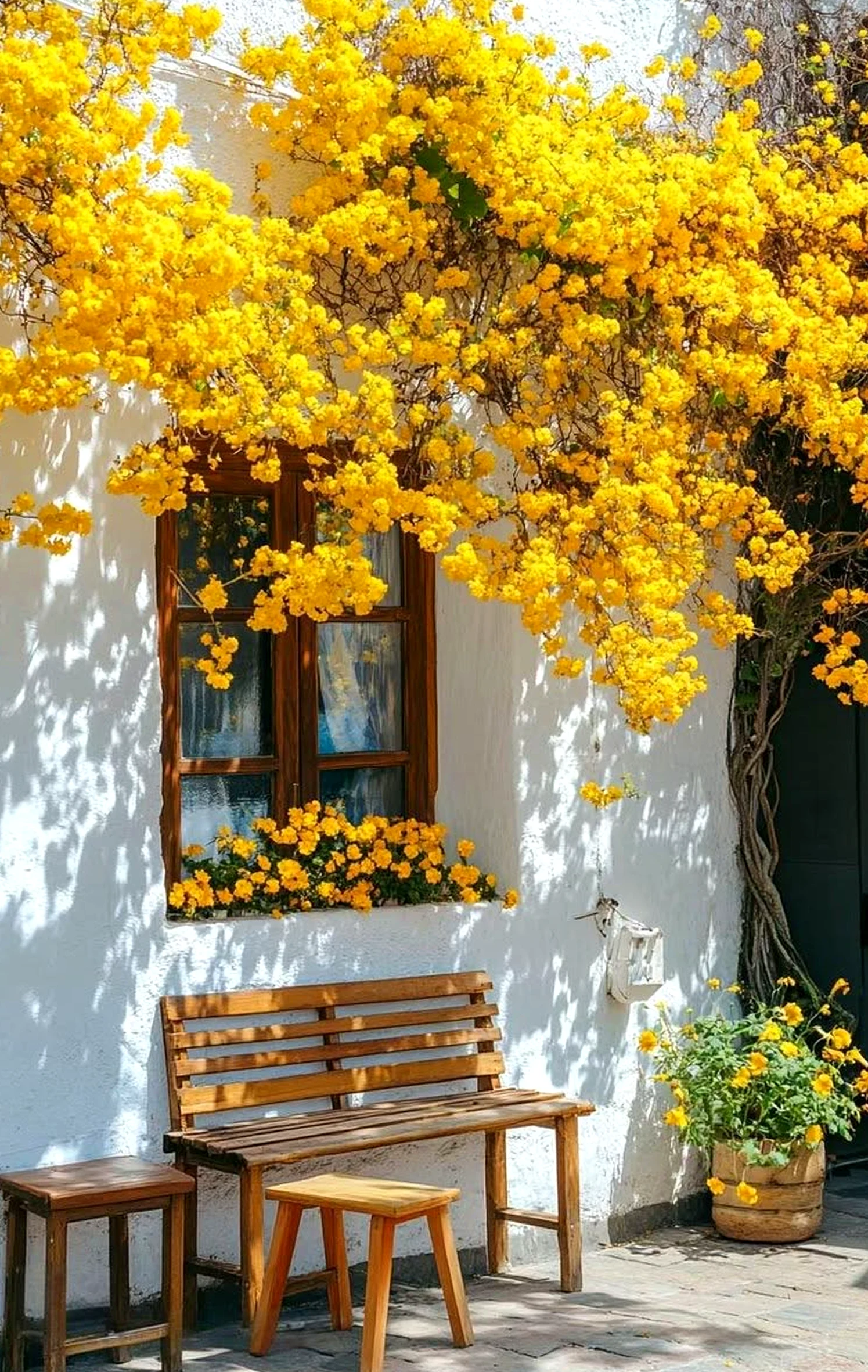 Luminous patio corner supports the room through warmth, leaving the space feeling ready for quiet use.