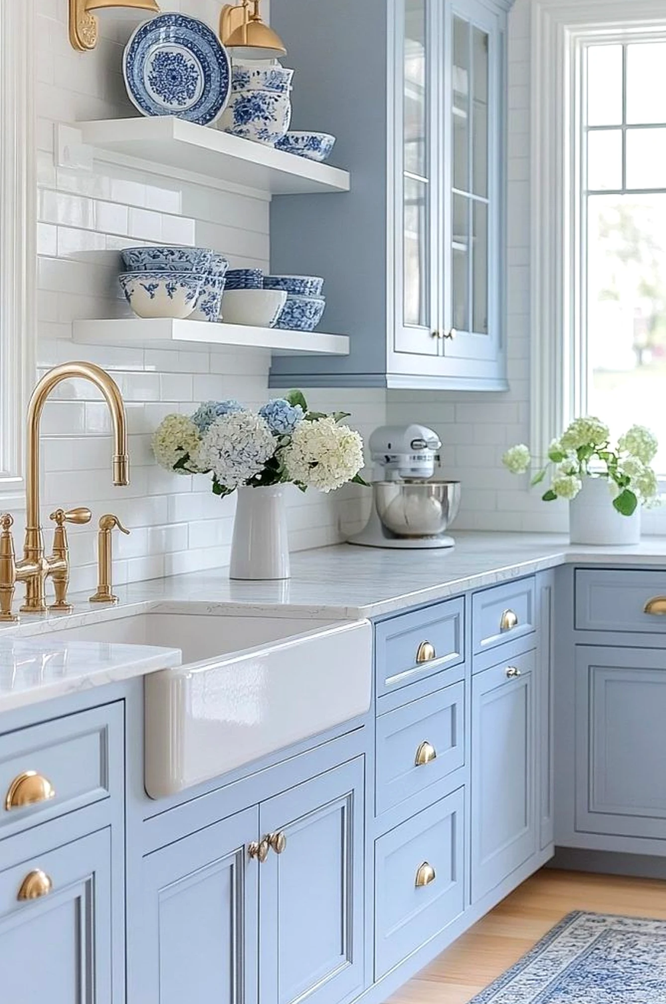 Tactile painted door adds a clear layer of freshness, helping the view feel personal and relaxed.