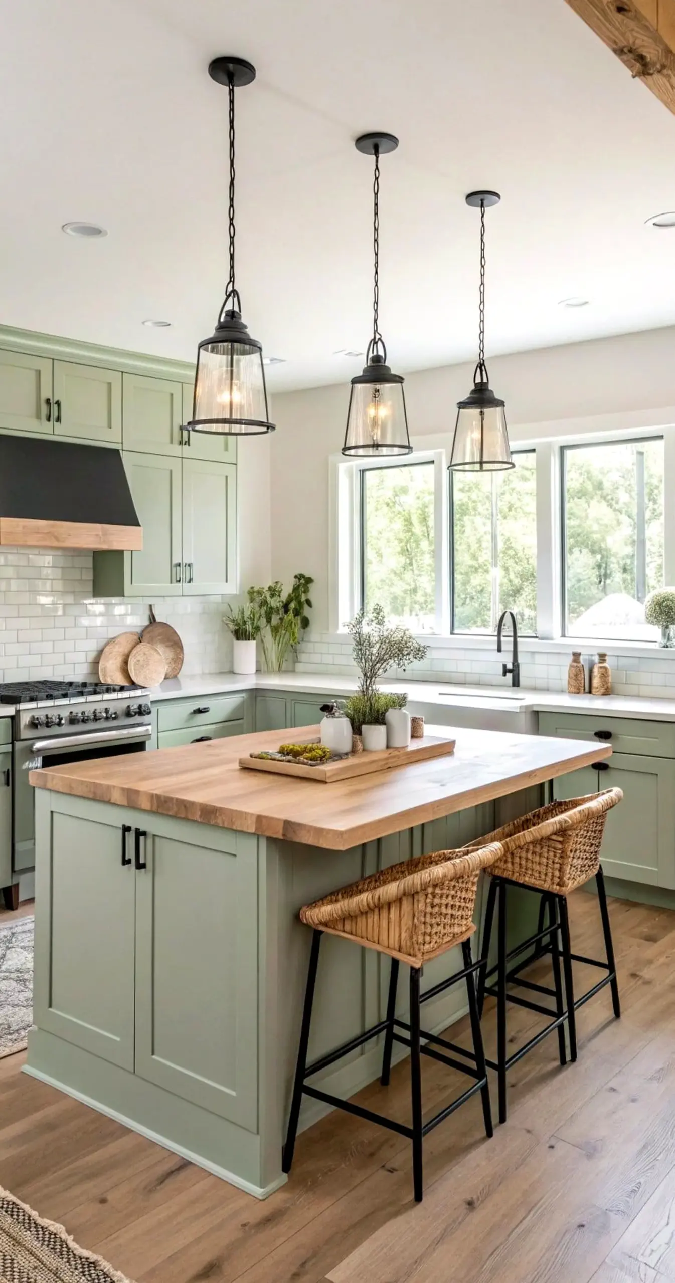 Layered tile detail introduces warmth into the room, keeping the atmosphere quietly finished.