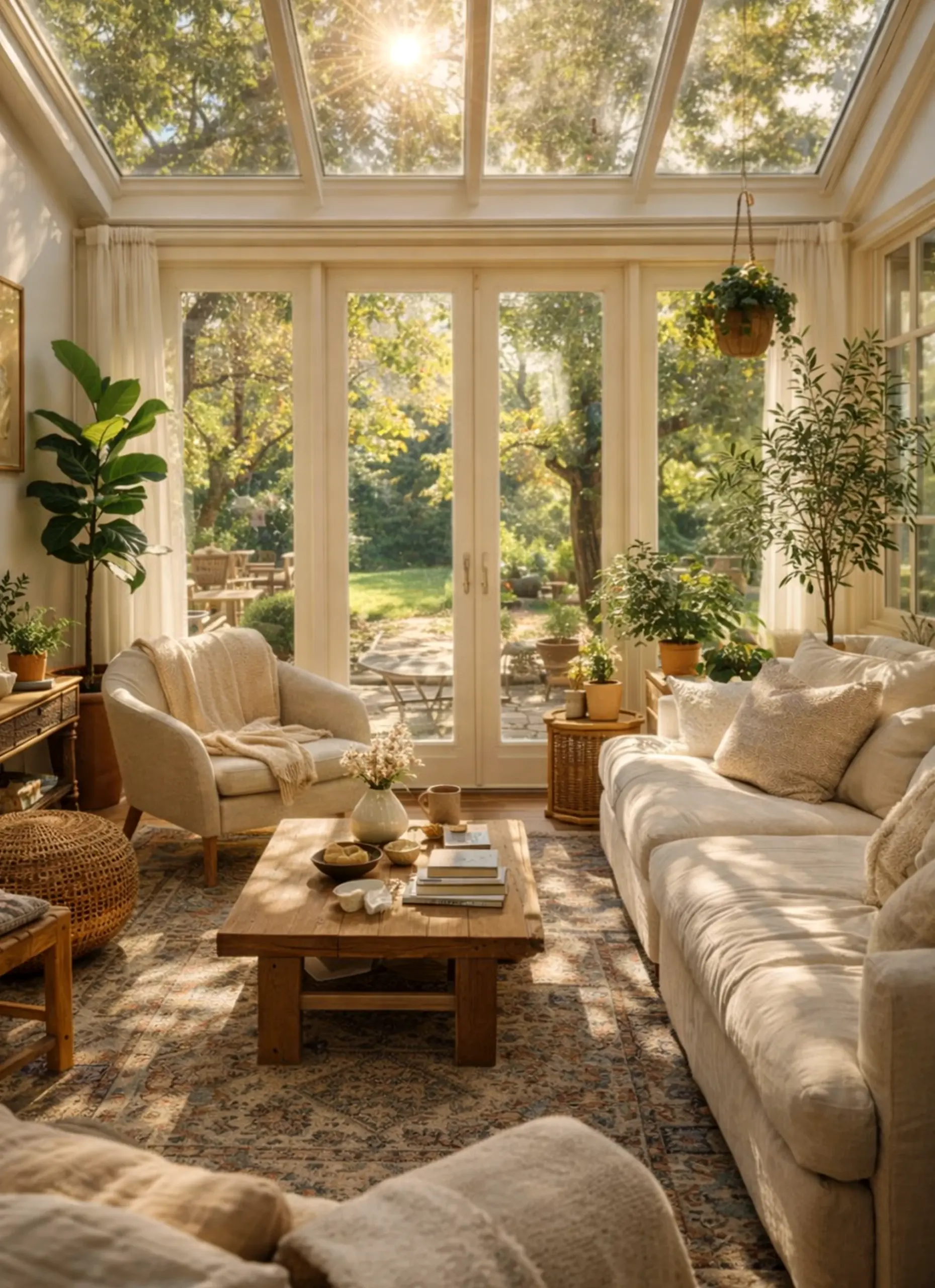 Crisp cabinet wall gives the garden edge more movement, so the whole view feels ready for quiet use.